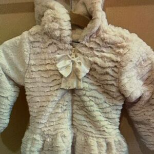 Cozy Cream Kids Jacket with Bow